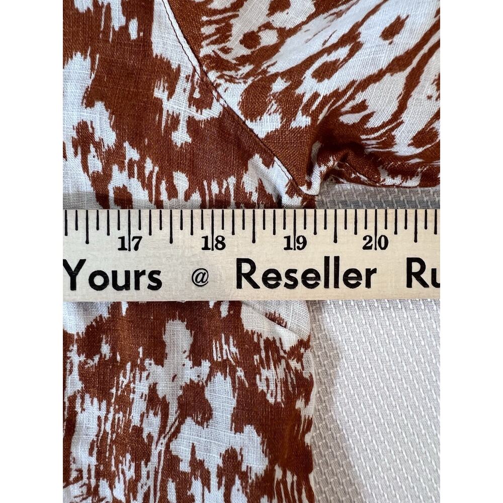 GARNET HILL (8)100% Linen-Button Up Shirt-Rusty White-Abstract-Resortwear-Luxury - Picture 10 of 12